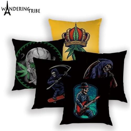 Mexican Skull Cushion Cover Horror Ghost Polyester Decor Throw Pillows Case Square Sofa Skull Head Home Decorative Pillows Cover