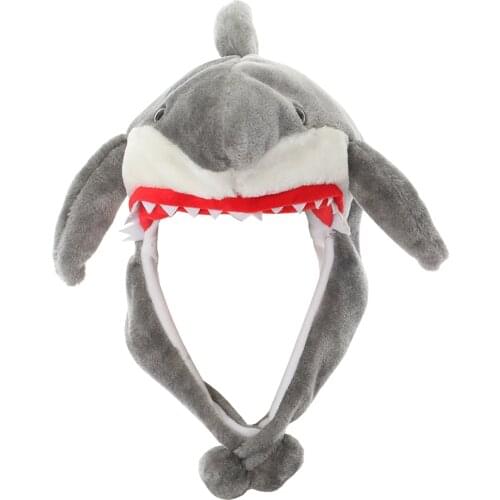 JOYHY Grey Shark Pattern Cute Plush Earflap Animal Hats for Kids Boys Girls Children Halloween Christmas Winter Warm Beanie Caps