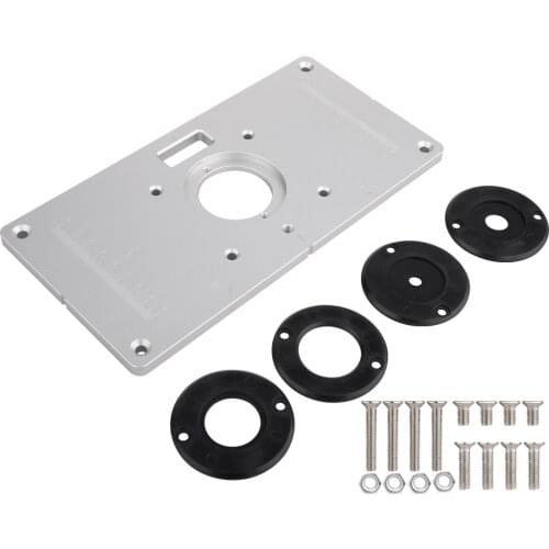 Multifunctional Router Table Insert Plate with 4 Rings Screws Wood Working Benches Wood Router Trimmer Models Engraving Machine