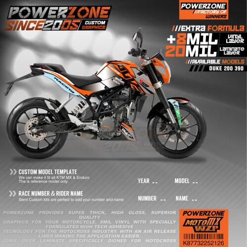 PowerZone Custom Team Graphics Backgrounds Decals 3M Stickers Kit For KTM DUKE 200 390 2011-2016 2017-2019 126