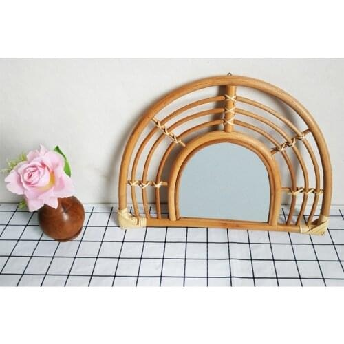 X7XD Rattan Wall Mirror Innovative Art Decor Dressing Makeup Mirrors for Entryways Washrooms Living Rooms Bathroom