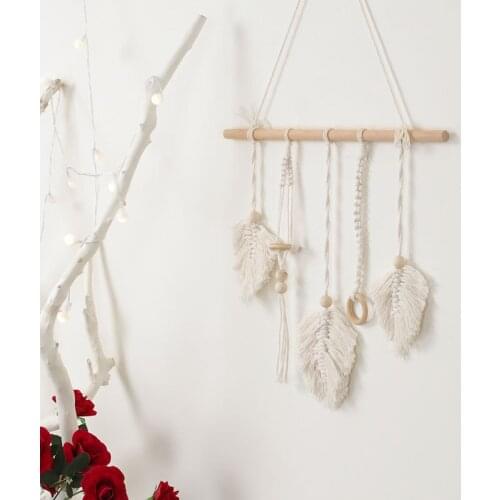 Ins Leaf Shape Hand Weave Wall Hanging Ornaments Tapestry For Bedroom Living Room Nursery Decoration Party Hanging Decoration