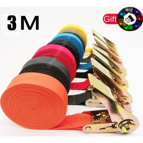 Tensioning Belts Adjustable Cargo Straps for Car Motorcycle Bike Ratchet Tie-Down Belt for Luggage Bag Bind Belts 2 Pcs 3 Meters