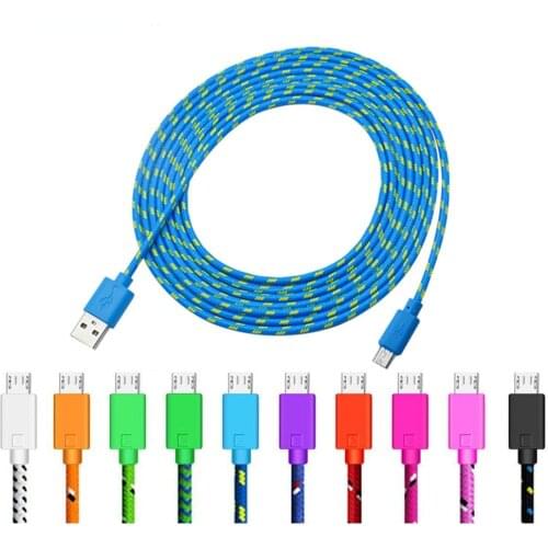 Nylon Braided Micro USB Cable 1m/2m/3m Data Sync USB Charger Cable For Samsung HTC LG Huawei Xiaomi Android Phone Cables