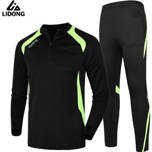 2017 18 Men Sport Running Survetement Football Set Long Jacket Suit Soccer Training Skinny Leg Pants Tracksuits Kits Sportswear