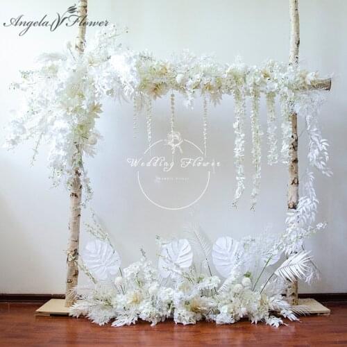 Customized White Theme Artificial Flower Arrangement Wedding Props Flower Row Decor For Wedding Arch Backdrop Party Event Stage