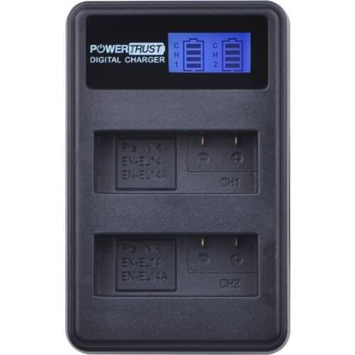 PowerTrust 1 Pack EN-EL14 EN-EL14a ENEL14 LCD USB Dual Charger for Nikon P7800,P7100,D3400,D5500,D5300,D5200,D3200,D3300,D5100