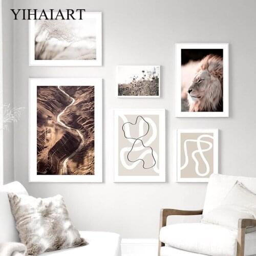 Nature Grass Road Wall Art Print Painting Lion Decorative Picture Scandinavian Abstract Canvas Poster Modern Home Decoration