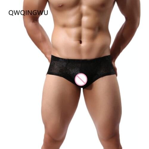 See Through Boxers Men Underwear Sexy Gay Men Transparent Low Waist Breathable Underwear Male Lace Boxer Fashion Sexy Shorts