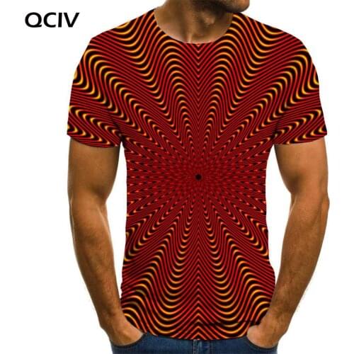 QCIV Brand Abstract T shirt Men Graphics Anime Clothes Dizziness Shirt Print Harajuku Tshirts Casual Short Sleeve Hip hop New