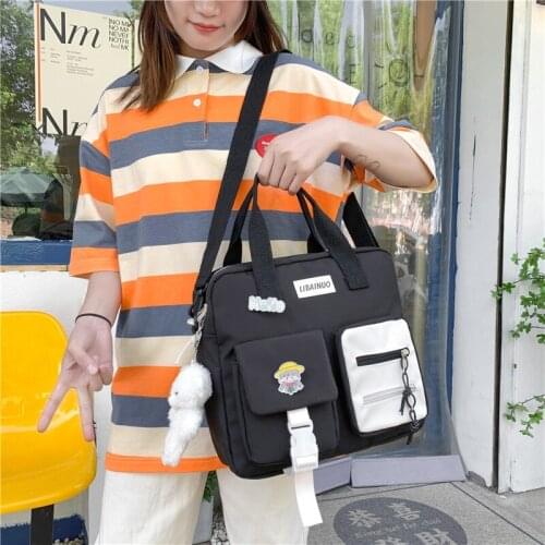 Harajuku Fashion Womens Backpack 2021 Solid Color School Bags For Girls Large-capacity Waterproof Messenger Bags Travel Backbag