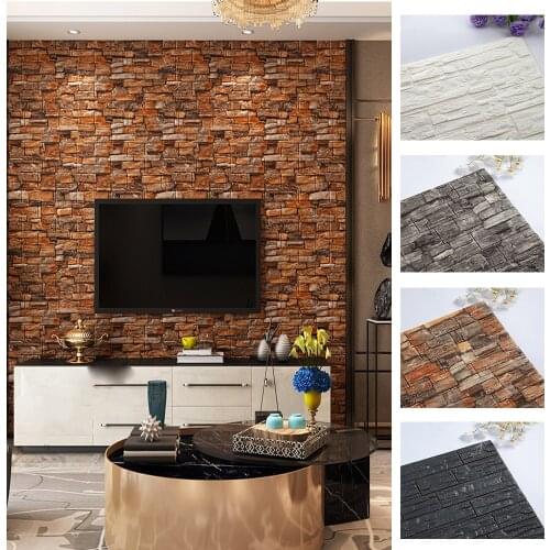 Self-Adhesive 3D Wall Sticker Stone Foam Panel Home Living Room Decor TV Kitchen House Bathroom Decoration Waterproof Wallpaper