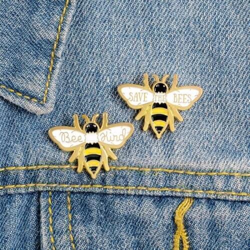 Cute Honey Bee Pin Cartoon Insect Brooch Be kind Bee Enamel Pins Badge Shirt Backpack Women Men Jewelry Nature Animal Brooches
