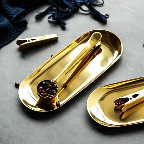 Everoca Oval Brass Metal Stainless Steel Storage Tea Tray Ornaments Storage Plate Fruit Cake Metal Plate