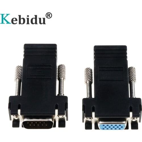 Kebidu RJ45 to VGA Extender Male to LAN CAT5e CAT6 RJ45 Network Ethernet Cable Female Adapter Computer Extra Switch Converter