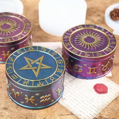 12 Constellation Storage Box Silicone Molds Resin Casting Mold With Sun Star Lids Storage Container Epoxy Resin Casting Tools