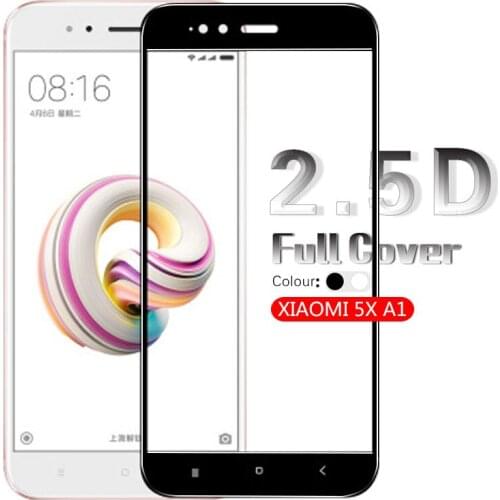 2.5D Edge Anti-Scratch Full Coverage Tempered Glass For Xiaomi 5X A1 Clear Glass Film Screen Protector White&Black+Cleaning Kits
