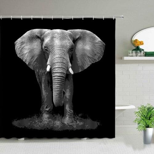 Africa Animals Elephant Lion Zebra Leopard 3d Printing Shower Curtains Waterproof Bathroom Curtain Set Bathtub Decor With Hooks