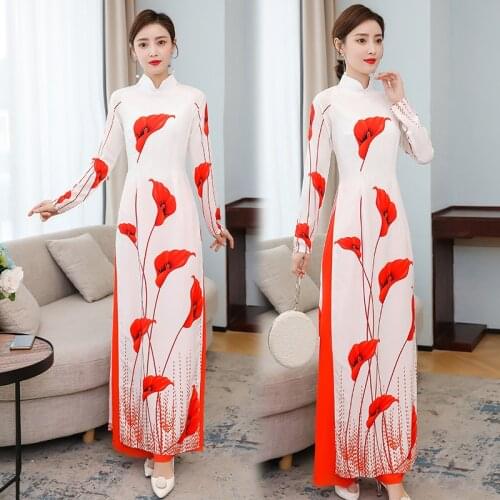 2021 Retro Chinese Dress Womens Cheongsam Dress Qipao Long Party Wear Cheongsams Dresses Women Aodai Dress Elegant Vestidos