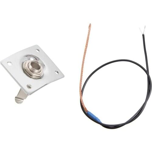 1Pcs Chrome Plate E-Output Socket for Electric Guitar & 1Pcs Acoustic Guitar Piezo Bridge Pickup Soft with 2.5 Jack