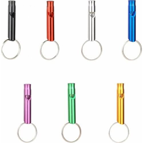 1Pcs Training Whistle Aluminum Outdoor Survival Emergency Keyring Whistles Portable Hiking Camping Equipment Keychain Team Gift