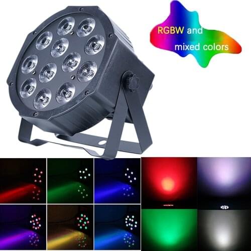 12pcs 12x12W RGB Led Lamp Beads Par Lights RGBW 4in1 Flat Dmx512 Sound Controller Stage Disco Lights Professional DJ Equipment