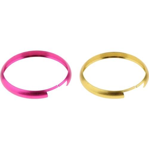 2Pcs Aluminum Remote Control Key Ring Trim Chain for 2008 and up MINI Cooper (R55 R56 R57 R58 R59 R60) - Gold & Pink