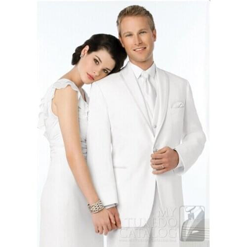 2018 Custom Made White Best man Mandarin Lapel Groomsman Men Wedding Suits/western wedding groom wear suit/mens suits wedding