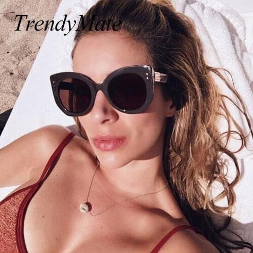 2018 Luxury Designer Women Sunglasses Cat Eye Oversize Square Shaper Sun Glasses Fashion Lady Eyewear New Oculos De Sol 1411T