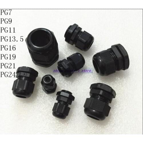 50pcs/Lot PG7 PG07 Black Waterproof Connector Gland Dia. 3.5-6mm Cable Brand New