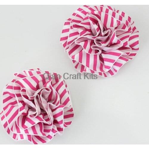 50pcs flower flat back - headband flowers wholesale stripe ribbon rolled rosette