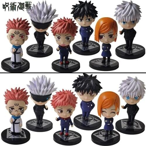 6pcs Jujutsu Kaisen Figurine Figure Anime Yuji Itadori Fushiguro Megumi Gojo Satoru Kugisaki Nobara Ornament 10cm Model Doll
