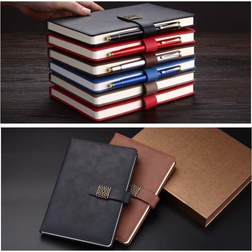 A5 simple retro business leather buckle exquisite universal notebook with Lock Office Daily leather notebooks cover Gift