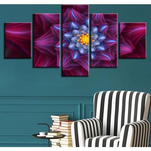 Abstract Color Beam Flower Canvas HD Prints Posters Home Decor Wall Art Pictures 5 Pieces Art Paintings No Frame
