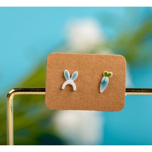 Accesorios mujer Small And Cute Porcelain Multicolor Earrings Anti-allergic #LY432 brincos pequenos pedras joias feminina