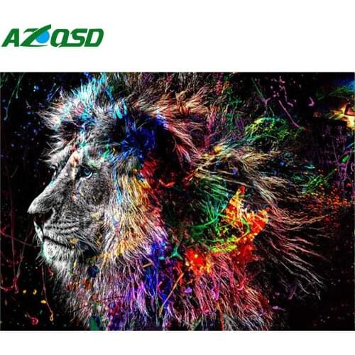 AZQSD 5D Diamond Painting New Arrivals Lion Home Decor Needlework Diamond Mosaic Animal Cross Stitch Kits Handmade Gift