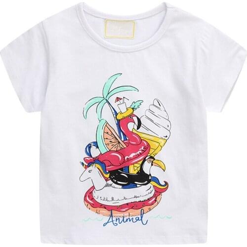 Bambino 2-7Years Flamingo T shirt for Kids Girl 2021 New Tees of Children Unicorn Tops Clothing of Baby School Child Costume