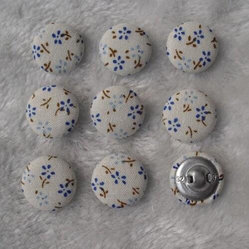 Free shipping 100pcs/lot 20mm 2cm cotton prints made by hand fabric cover button cloth covered buttons component with shank E118