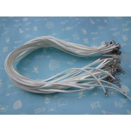 Free Shipping white 1000pcs 3mm 16-18inch 45cm adjustable suede leather necklace cord with lobster clasp