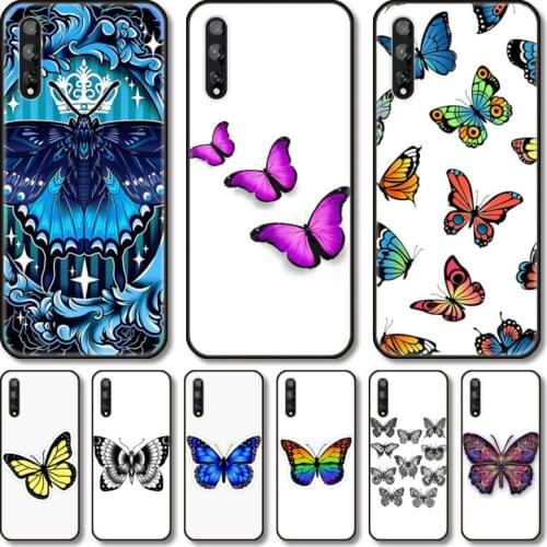 Butterfly Phone Case For Huawei Y 5 6 7 8 9 A P S Pro 2020 2019 Black Shell Cover