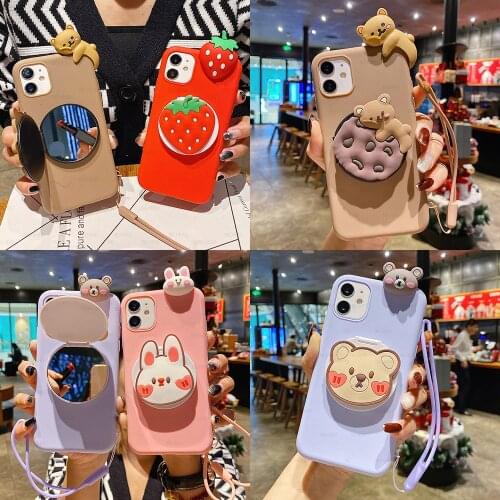 Case for Xiaomi Redmi 9A 9C 8A 8 7A 7 6A 6 5A 5 Plus 4A 4X Note 9S 9 8T 8 7 6 5 Pro 3D Cartoon Makeup Mirror Soft Phone Cover