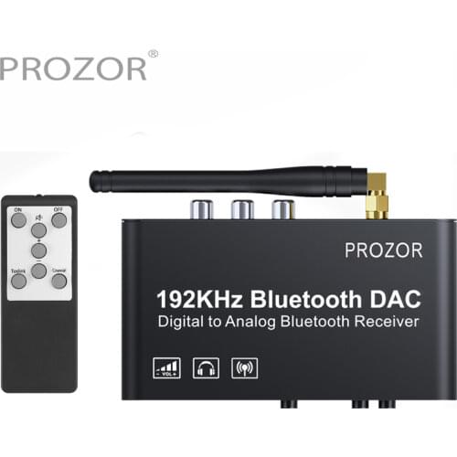 PROZOR 192kHz Digital to Analog Converter with Remote Bluetooth-Compatible DAC Digital Coaxial Toslink to Analog Stereo L/R RCA