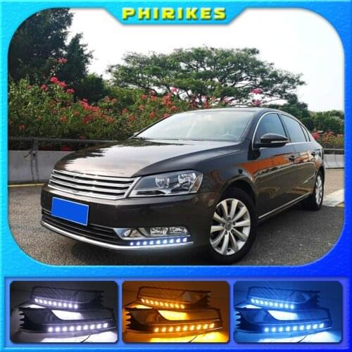 2PCS Led DRL For Volkswagen VW Passat B7 2012 2013 2014 2015 Daytime Running Lights Fog head Lamp Cover Daylight NORTH AMERICA
