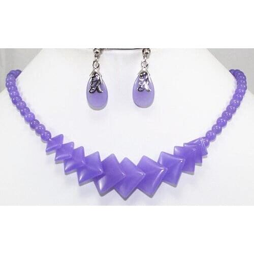 Fine purple jades necklace & earrings set