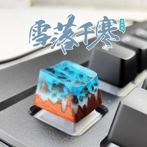 1pc Handmade Customized Translucent Key Cap Safflower Snow Peak Keycaps For Mechanical Keyboard Resin For Cherry Mx Personality