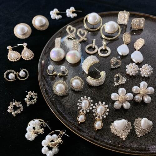 Korea Pearl Earrings for Women Chain Heart Earrings for Girls Female Bridal Jewelri Set Earings Fashion Jewelry 2021 Ohrringe