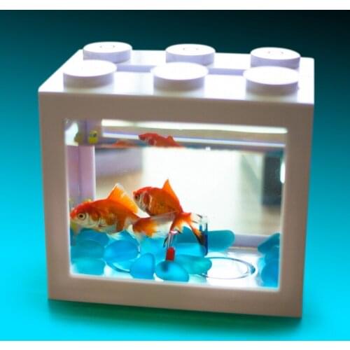 Small Betta Fish Tank Plastic Fish Bowls Single Fish Aquariums Clear Stackable Cube Tanks Turtle Feeding Box 76 oz