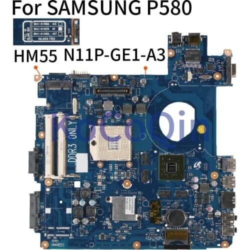 KoCoQin Laptop motherboard For SAMSUNG P580 Mainboard BA41-01407A BA92-07347A N11P-GE1-A3 HM55 DDR3