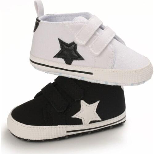 Lovely Newborn Baby Girl Boy Soft Sole Shoe Anti Slip Canvas Sneaker Trainers Prewalker Black White 0-18M