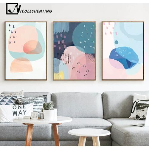 Cartoon Geometry Color Blocks Abstract Wall Art Canvas Posters and Prints Painting Modern Wall Picture Kids Bedroom Decoration